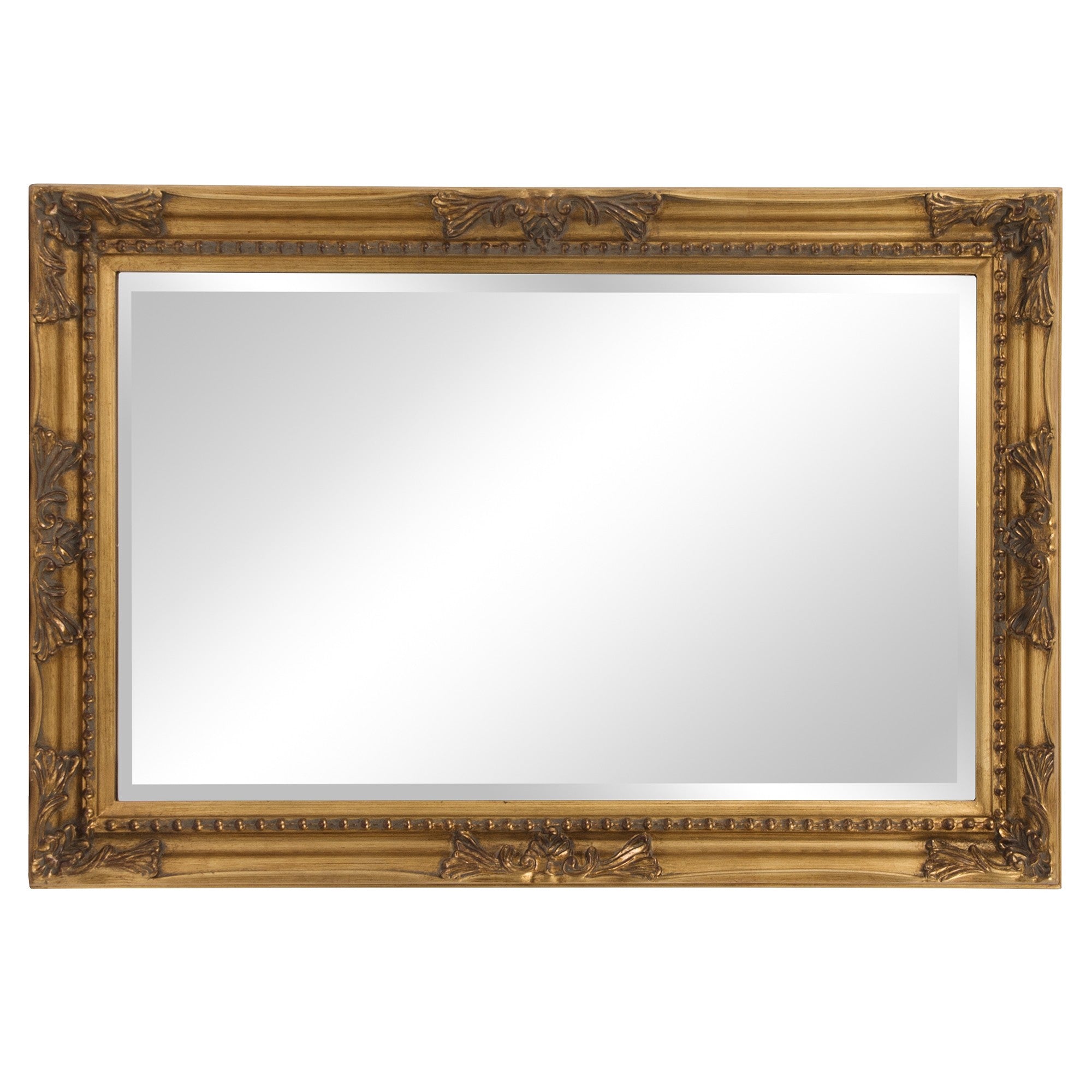 Rectangular Antiqued Gold Wood Frame Mirror
