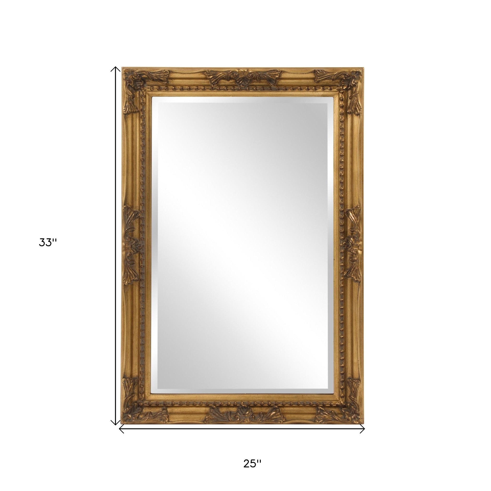 Rectangular Antiqued Gold Wood Frame Mirror