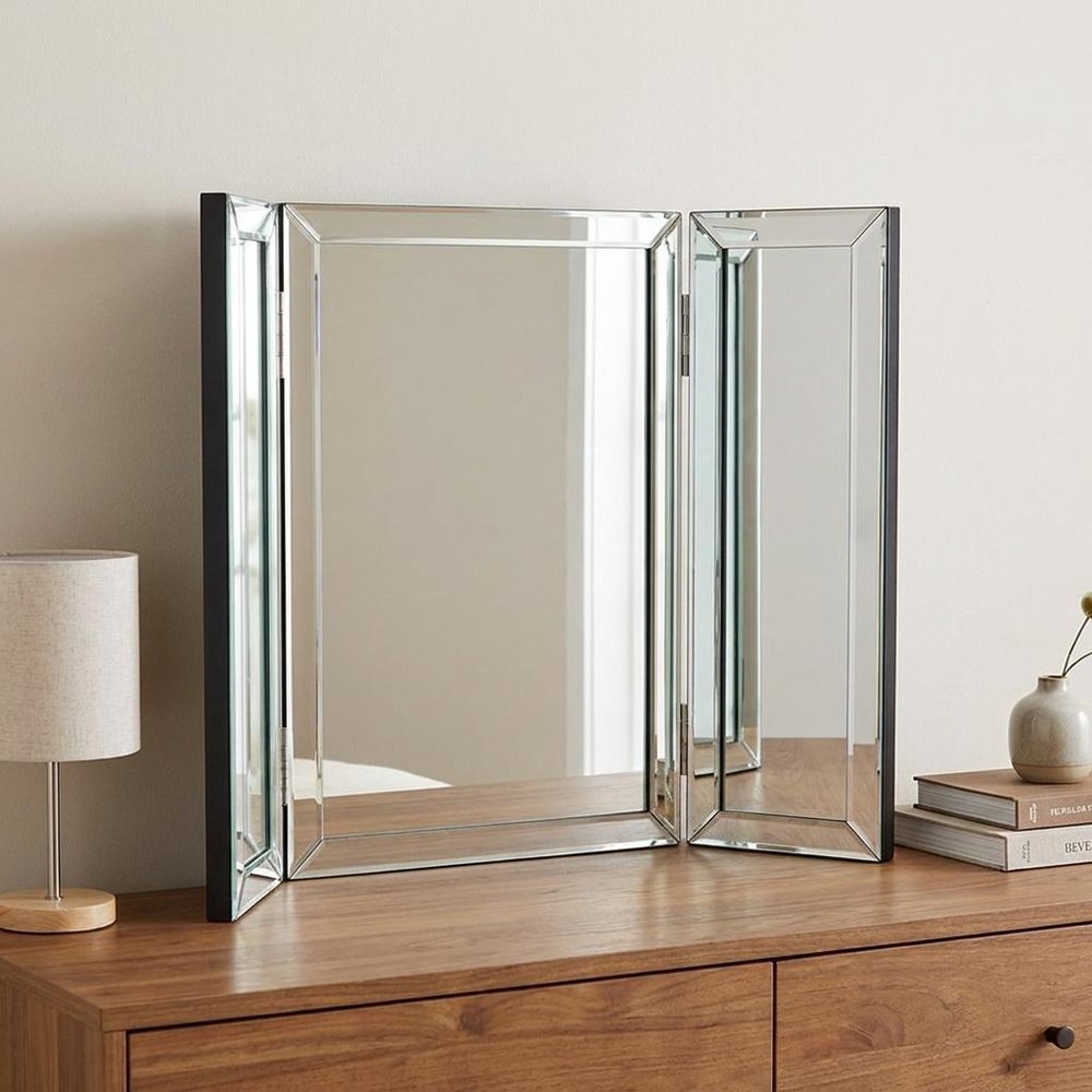 21" Gray Freestanding Framed Makeup Shaving Tabletop Mirror