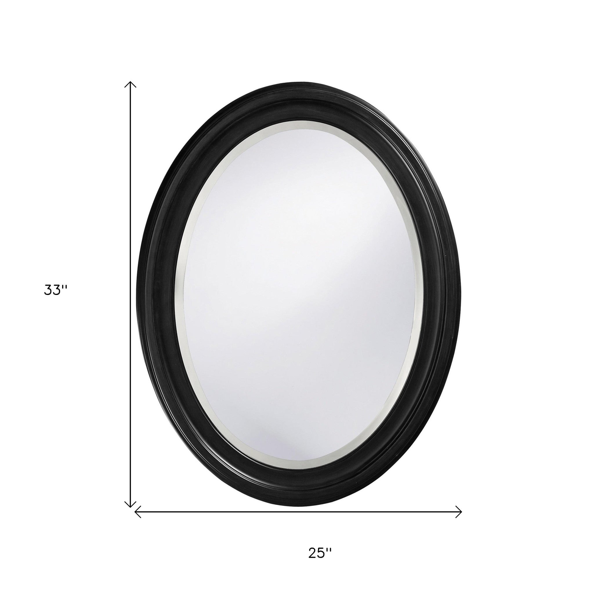 Oval Shaped Black Wood Frame Mirror