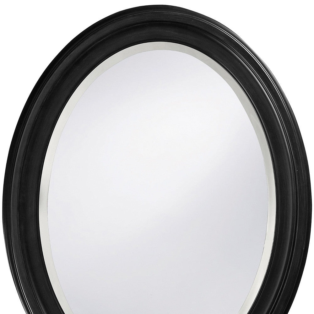 Oval Shaped Black Wood Frame Mirror