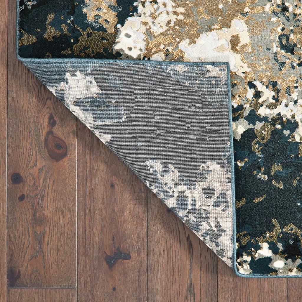 5' X 8' Ivory And Navy Blue Abstract Area Rug