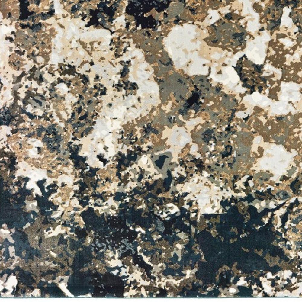 8' X 11' Ivory And Navy Blue Abstract Area Rug