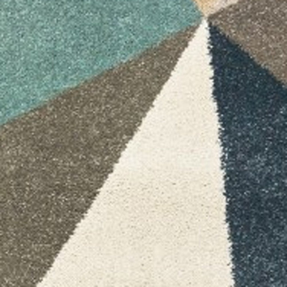2' X 3' Blue Green And Beige Abstract Geometric Area Rug
