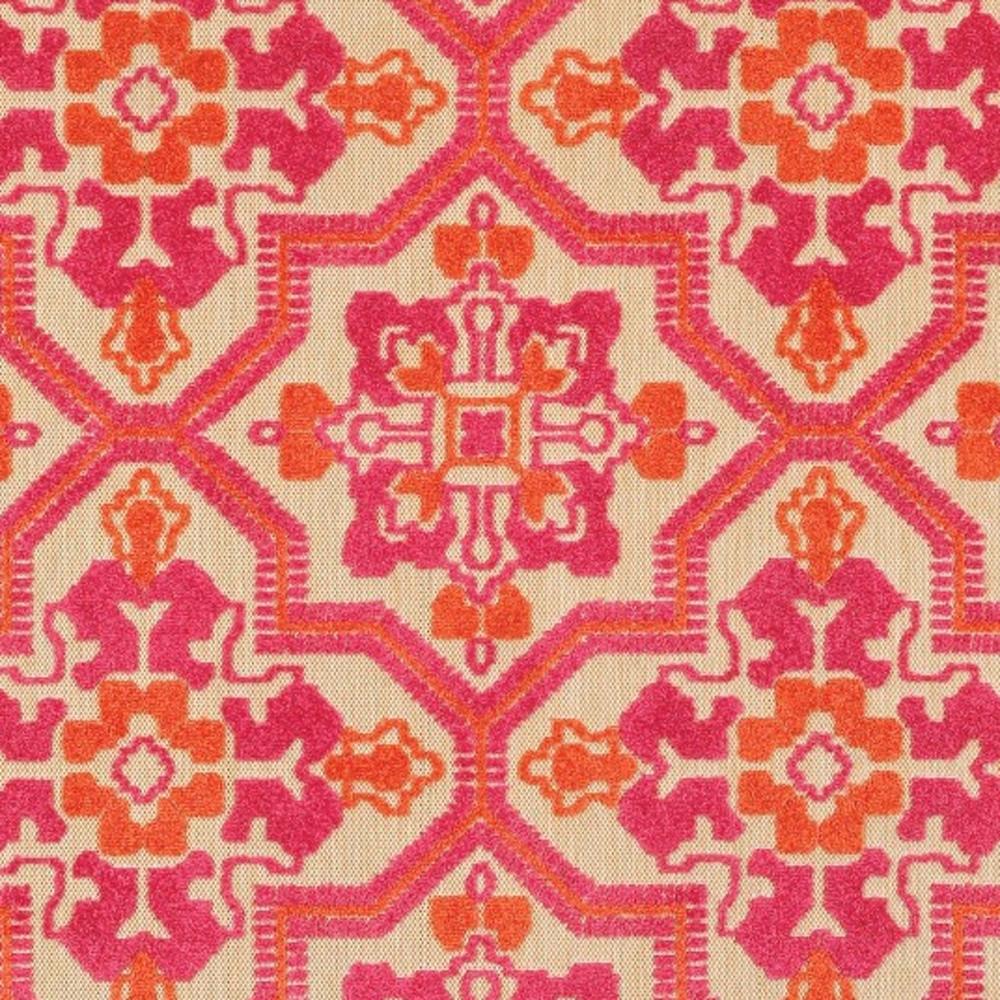 4' X 5' Pink and Orange Medallion Indoor Outdoor Area Rug