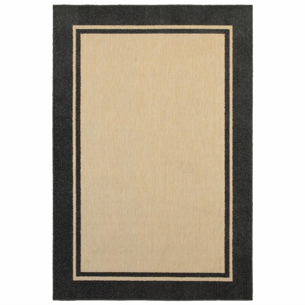 4' X 5' Beige And Black Indoor Outdoor Area Rug