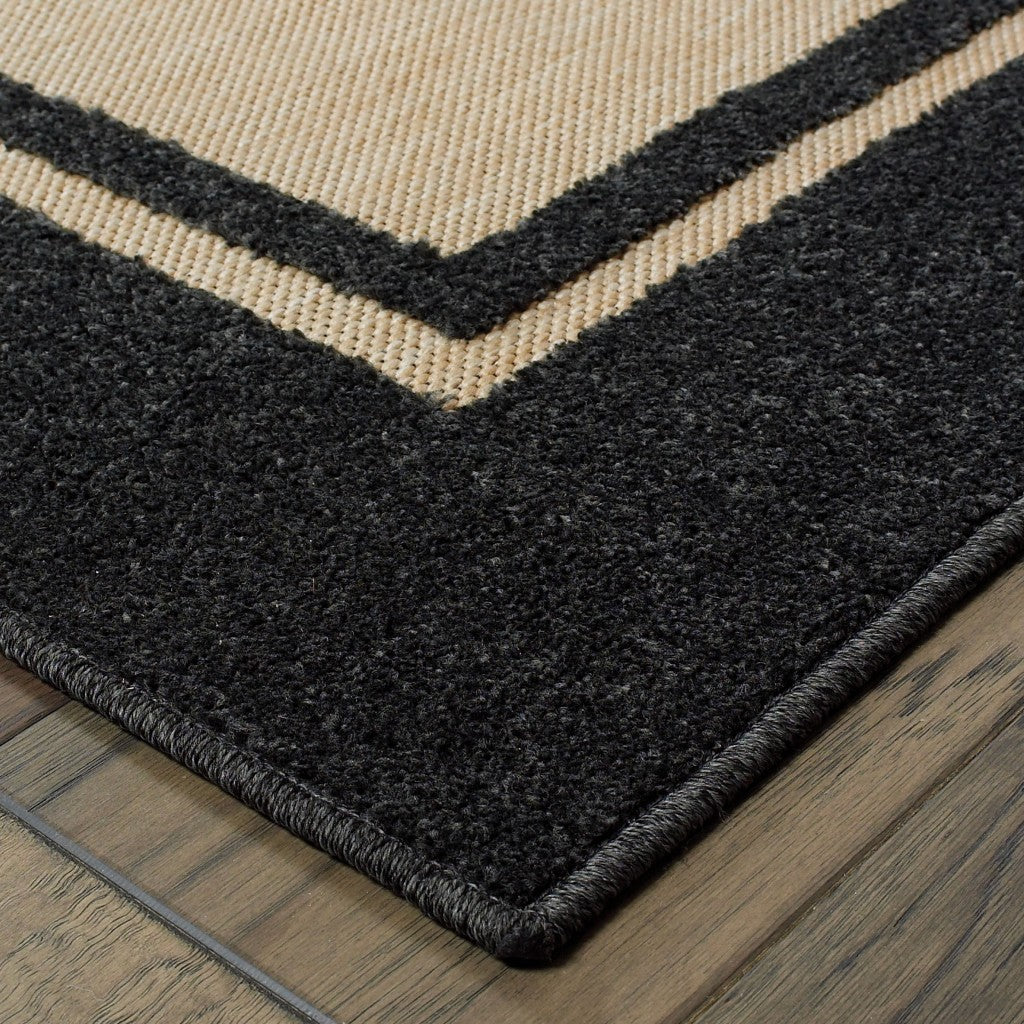 10' X 13' Beige And Black Indoor Outdoor Area Rug