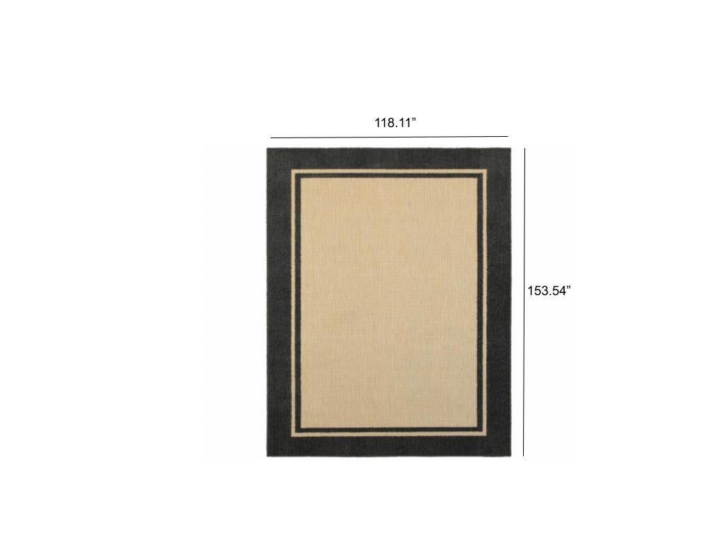 10' X 13' Beige And Black Indoor Outdoor Area Rug