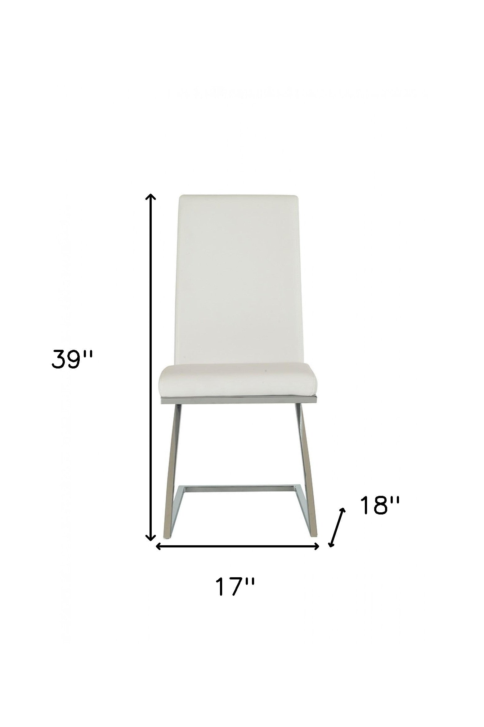 Set of Two White And Silver Upholstered Faux Leather Dining Side Chairs