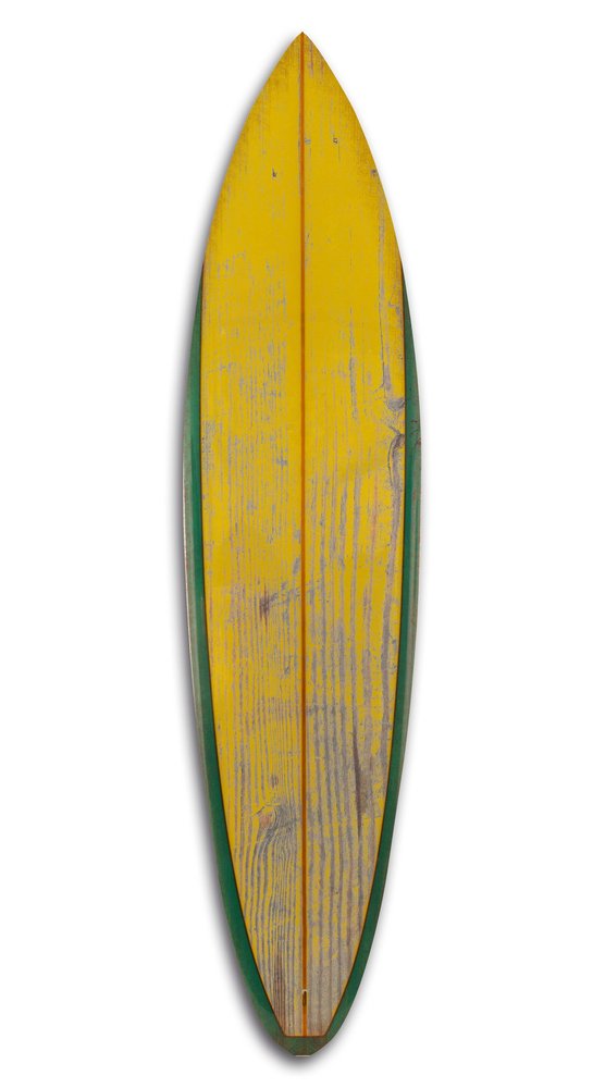 76" X 18" Yellow Wood Hanging Dimensional Sculpture