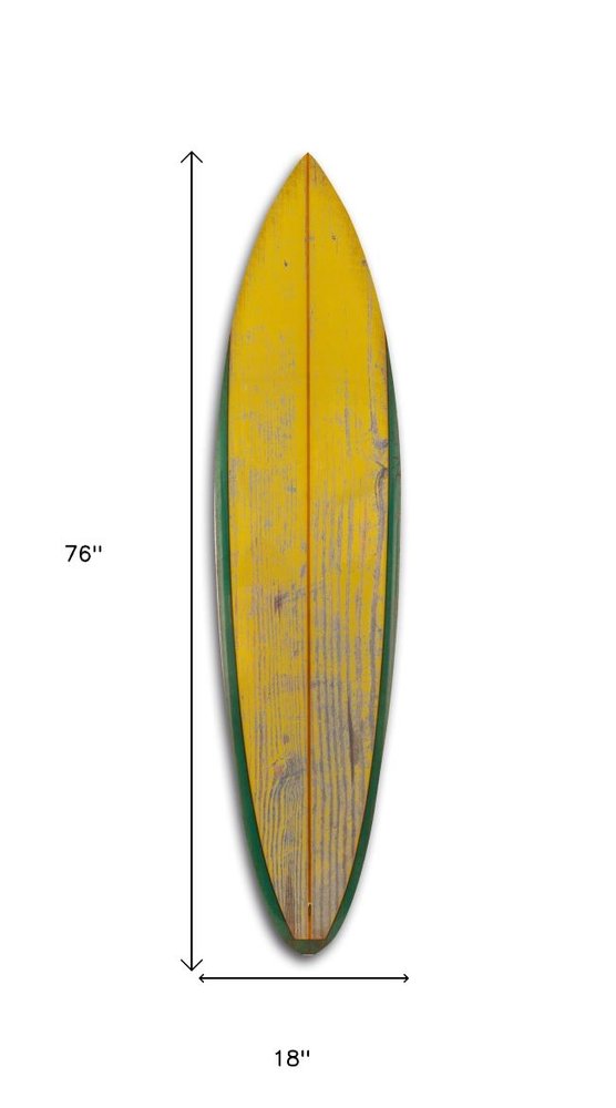 76" X 18" Yellow Wood Hanging Dimensional Sculpture