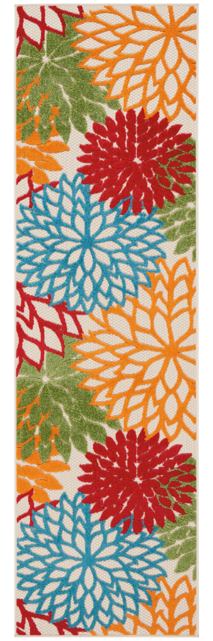 8' Green And Ivory Indoor Outdoor Area Rug