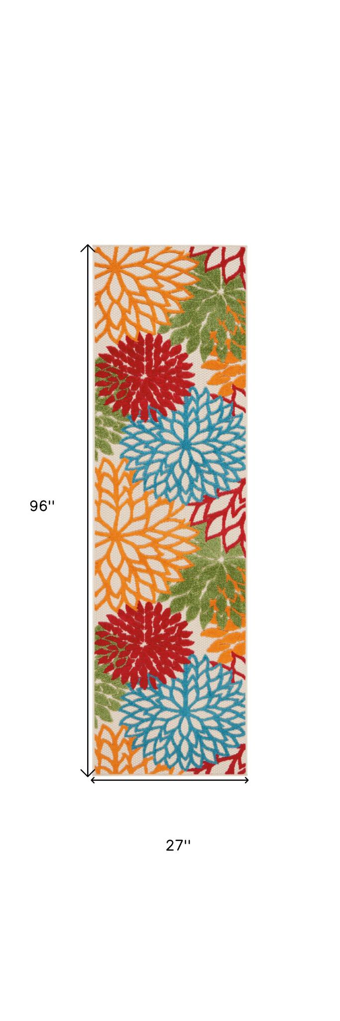 8' Green And Ivory Indoor Outdoor Area Rug