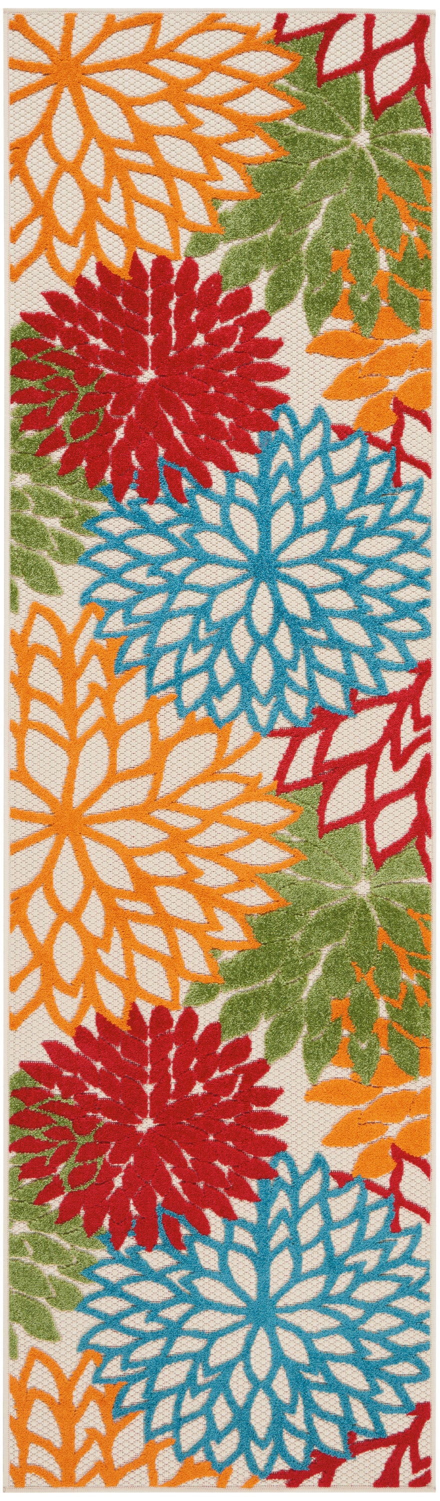 8' Green And Ivory Indoor Outdoor Area Rug
