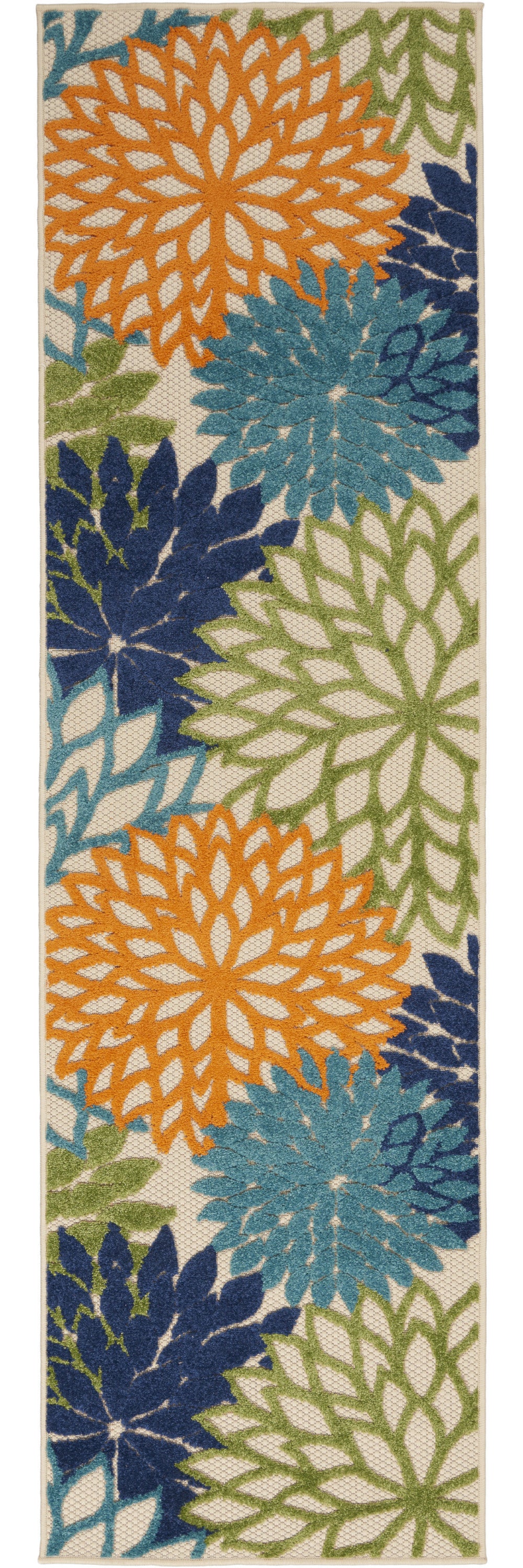 8' Ivory And Blue Indoor Outdoor Area Rug