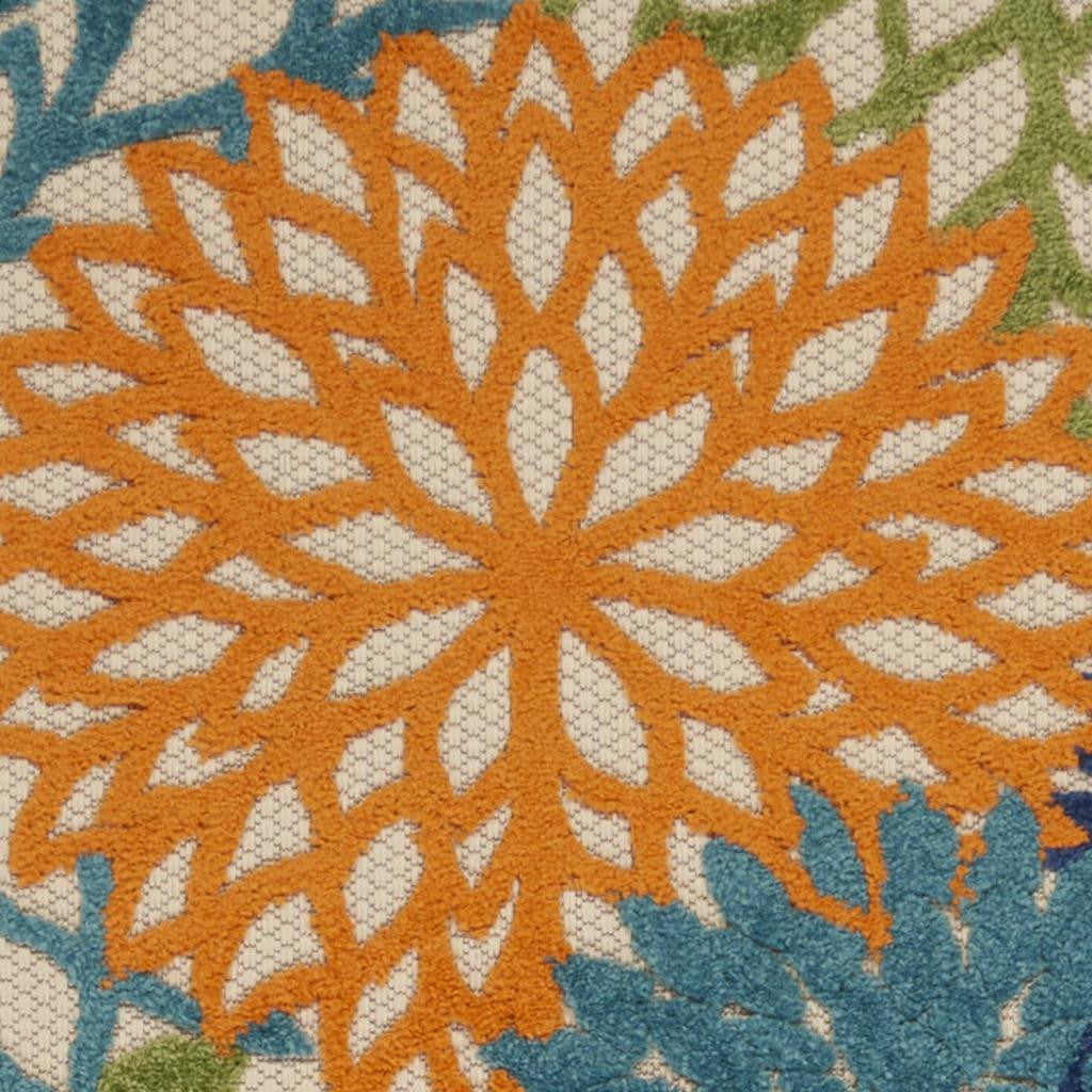 8' Ivory And Blue Indoor Outdoor Area Rug