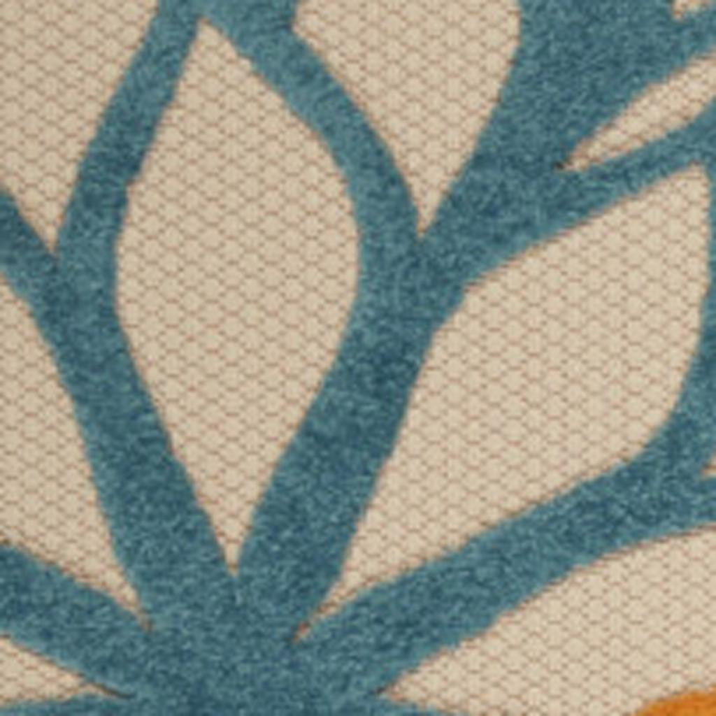 5' X 8' Ivory And Blue Floral Indoor Outdoor Area Rug