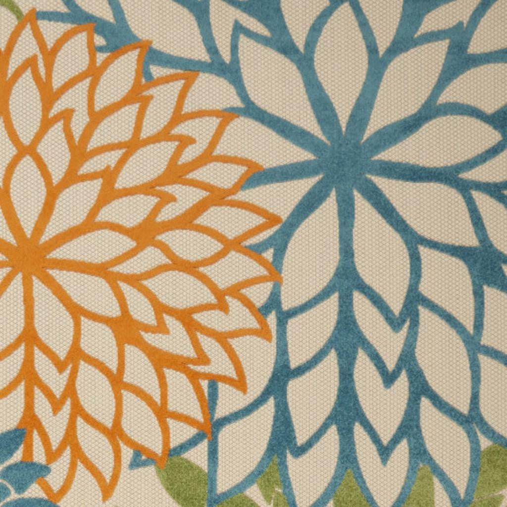 7' X 10' Ivory And Blue Floral Indoor Outdoor Area Rug