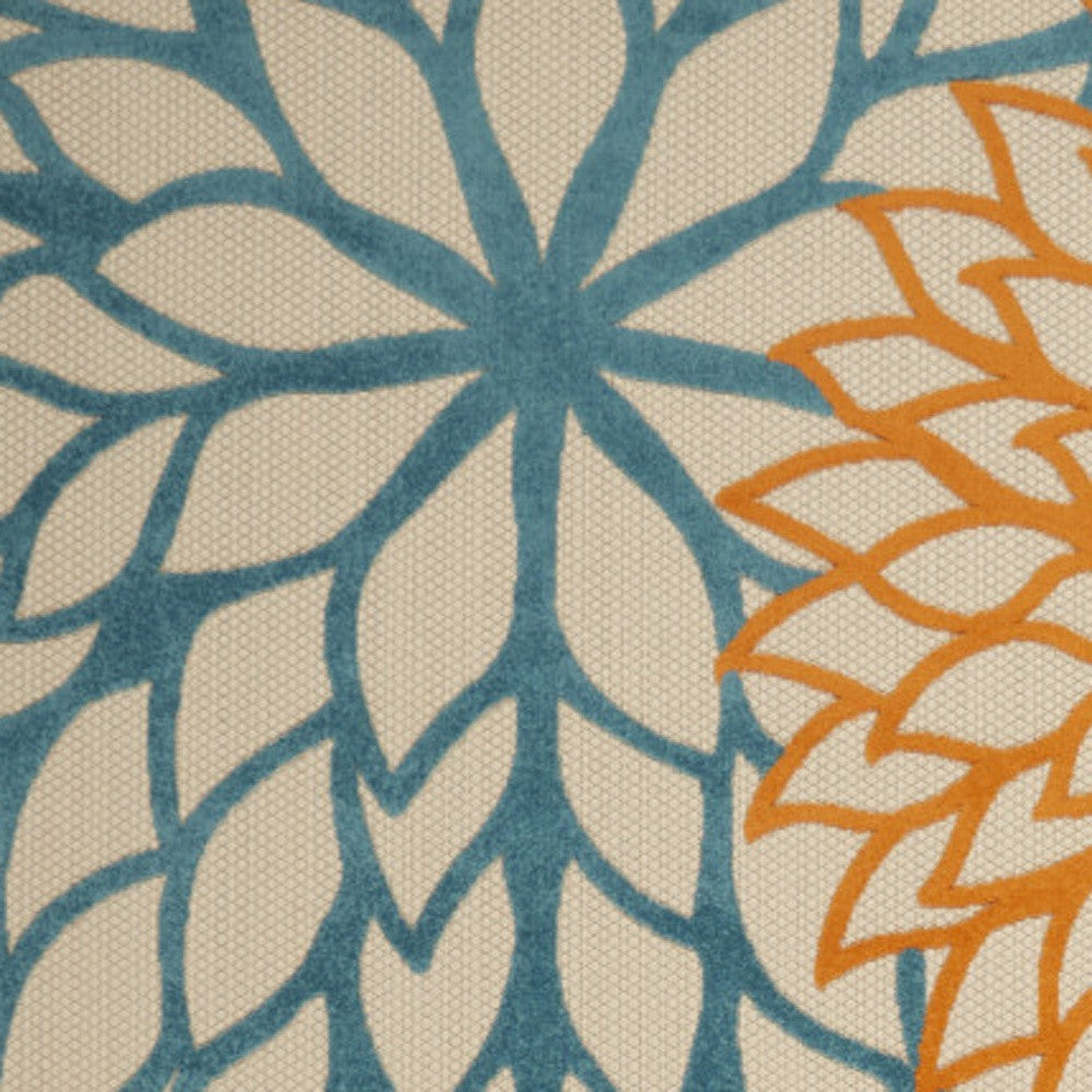 8' X 11' Ivory And Blue Indoor Outdoor Area Rug
