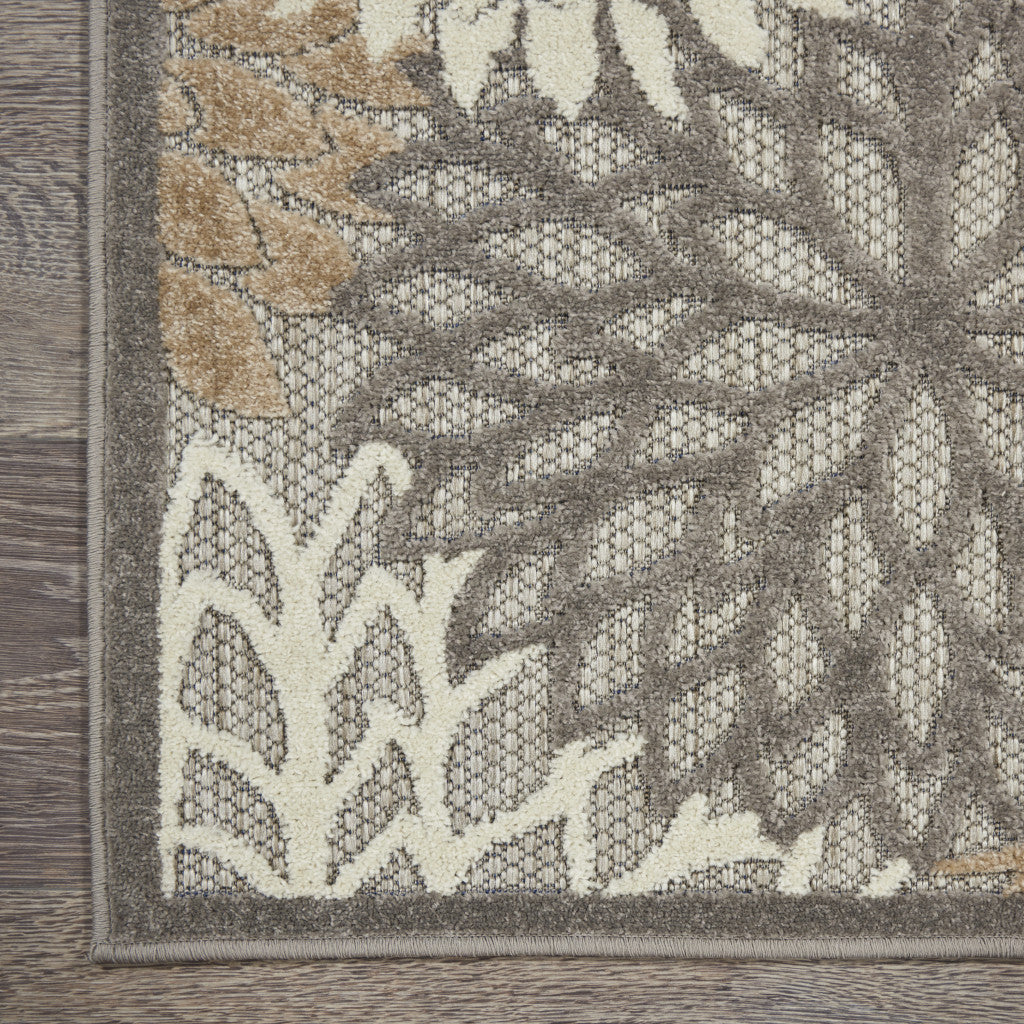 10' Gray And Ivory Indoor Outdoor Area Rug
