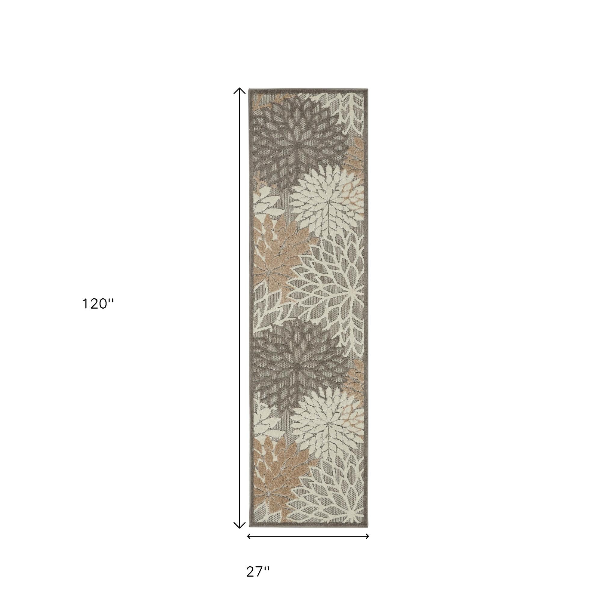 10' Gray And Ivory Indoor Outdoor Area Rug