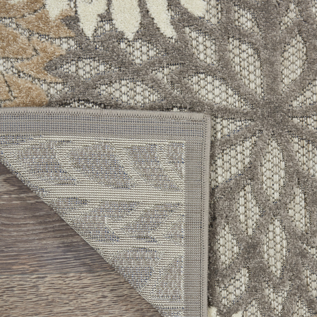 3' X 4' Gray And Ivory Floral Indoor Outdoor Area Rug