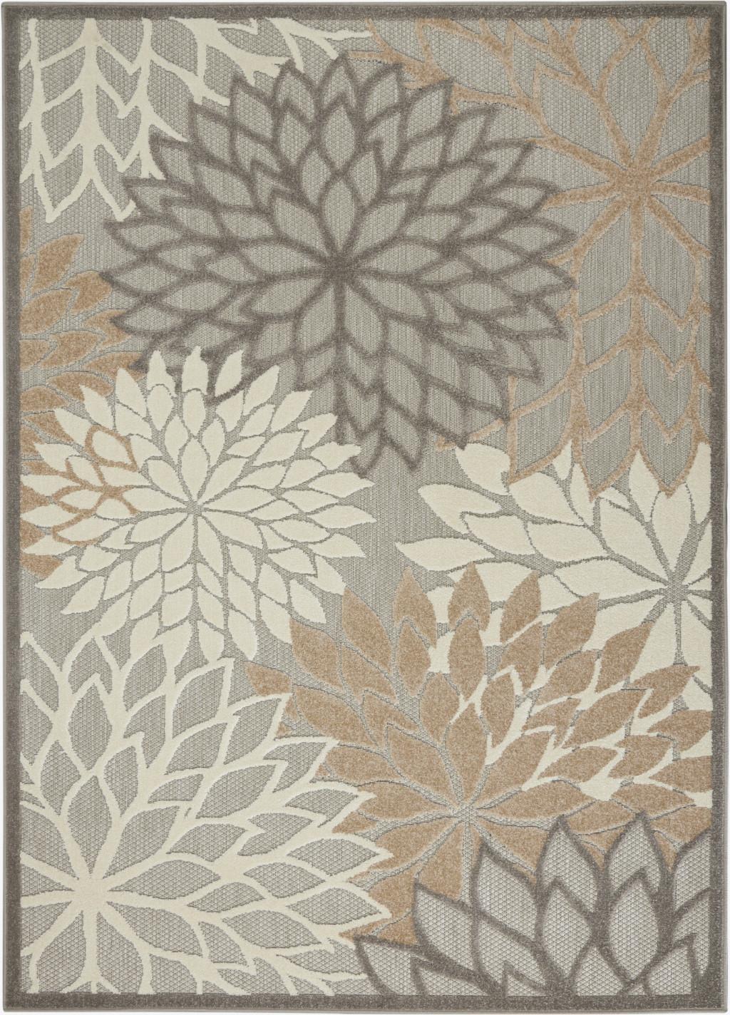 5' X 8' Gray And Ivory Floral Indoor Outdoor Area Rug