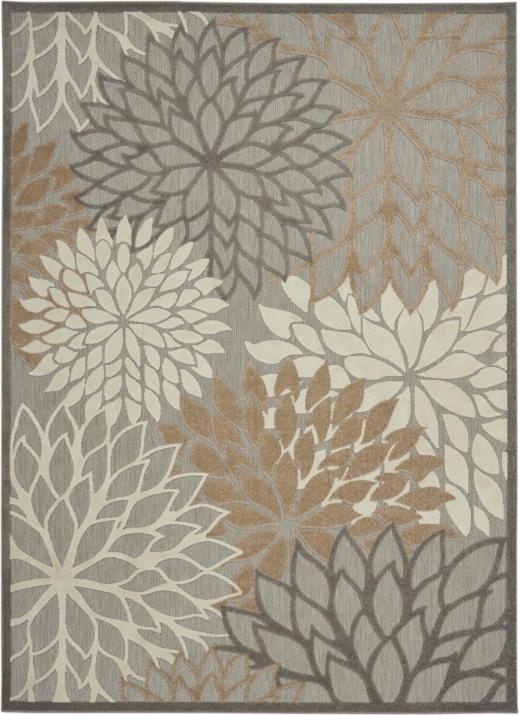 7' X 10' Gray And Ivory Indoor Outdoor Area Rug