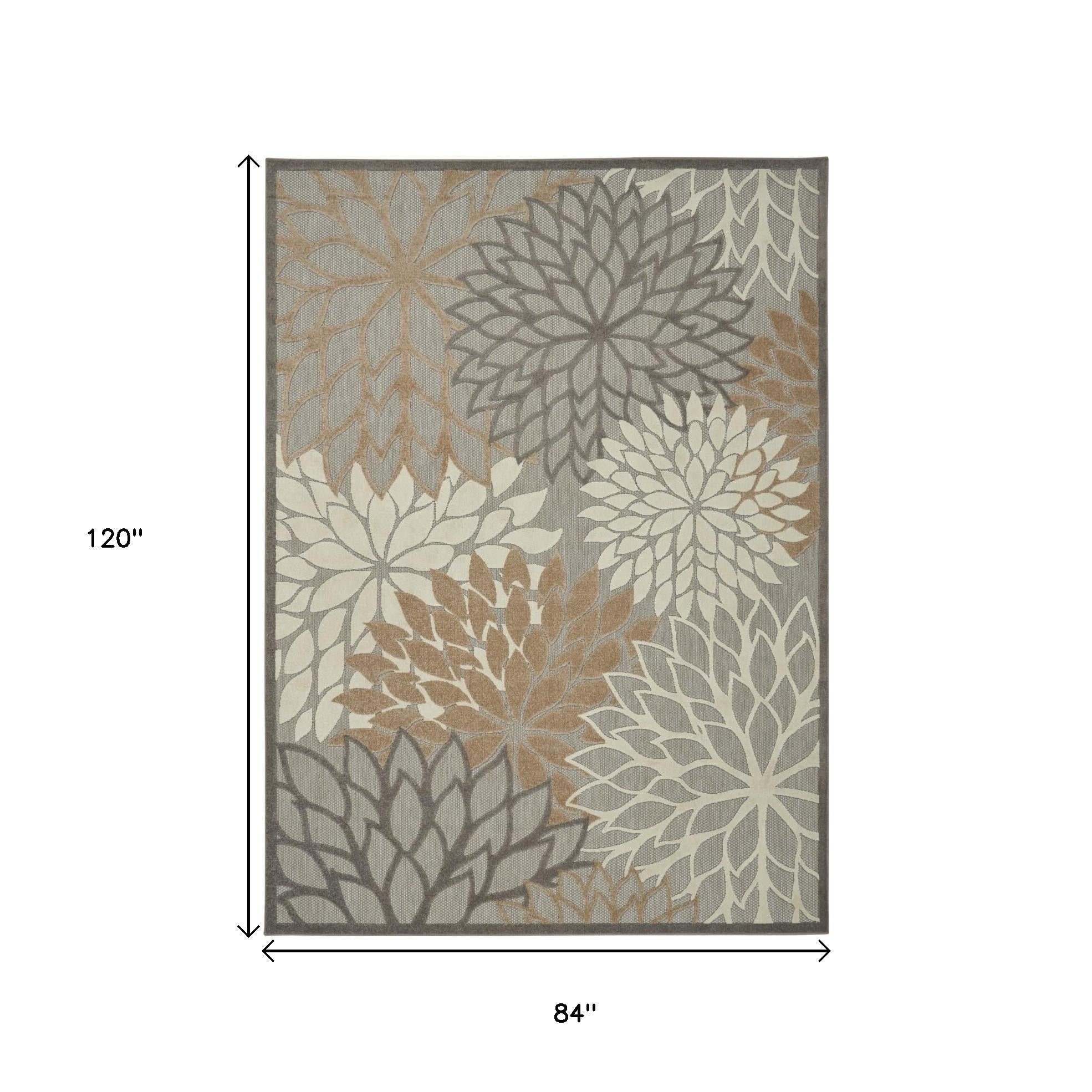 7' X 10' Gray And Ivory Indoor Outdoor Area Rug