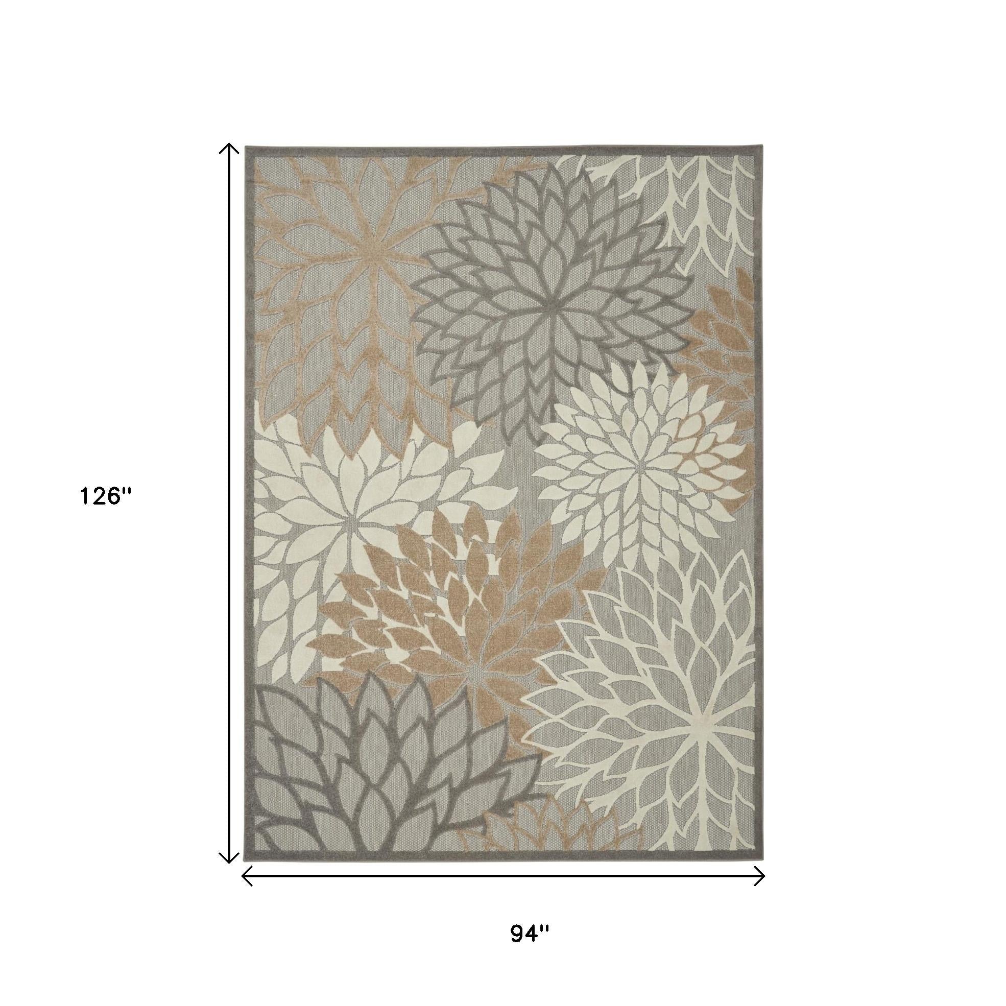 8' X 11' Gray And Ivory Indoor Outdoor Area Rug