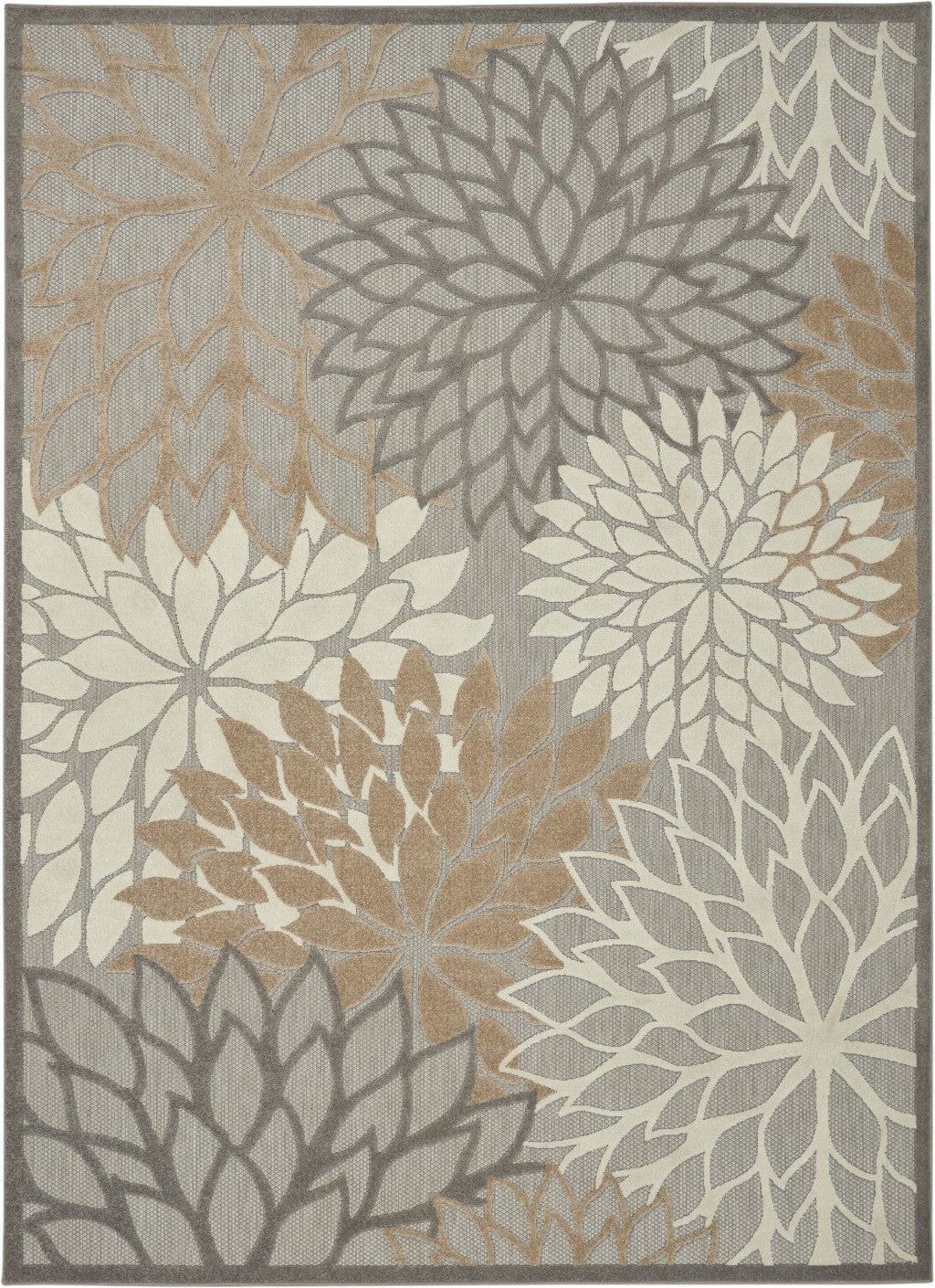 8' X 11' Gray And Ivory Indoor Outdoor Area Rug