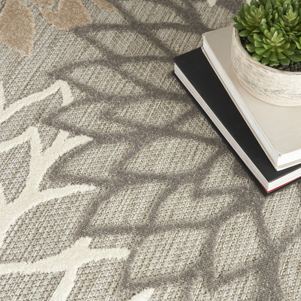 8' Gray And Ivory Round Indoor Outdoor Area Rug