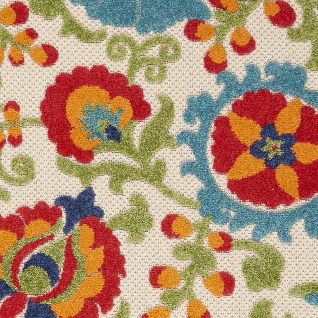6' Green And Ivory Indoor Outdoor Area Rug