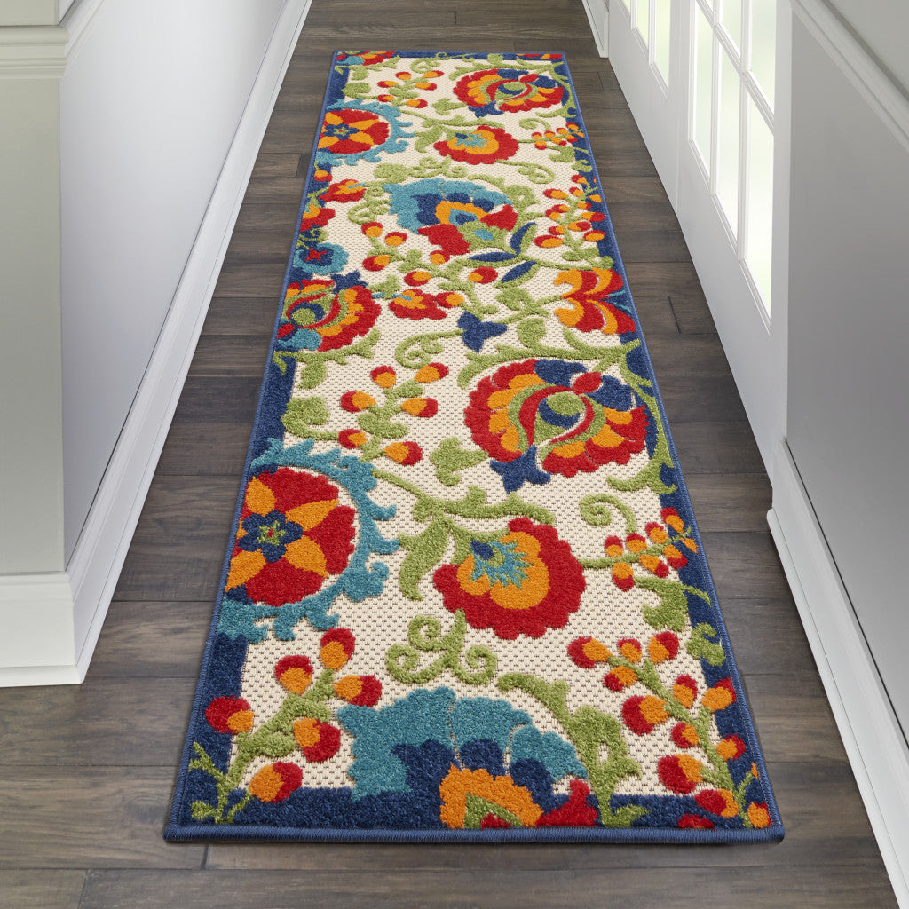 6' Green And Ivory Indoor Outdoor Area Rug