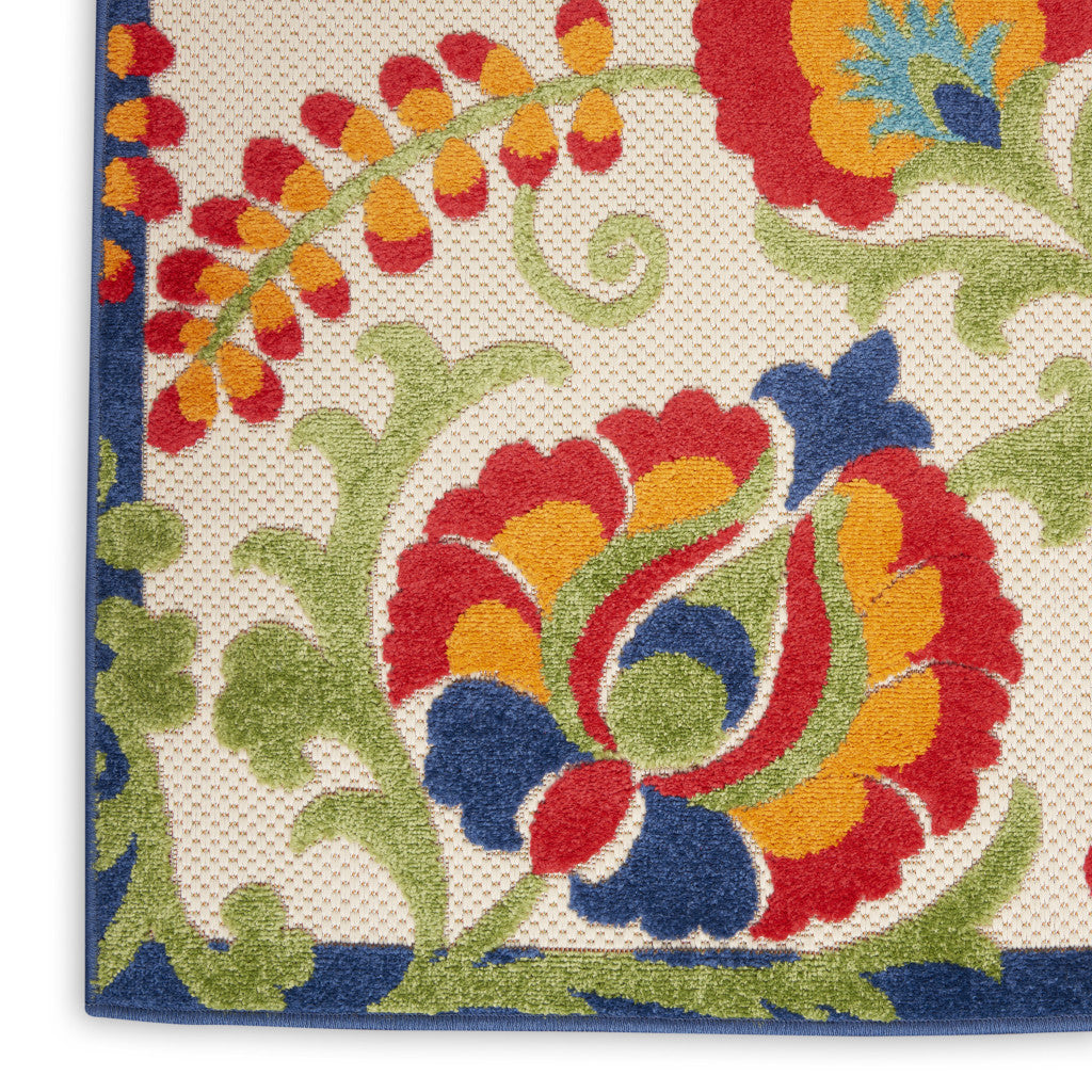10' Green And Ivory Indoor Outdoor Area Rug
