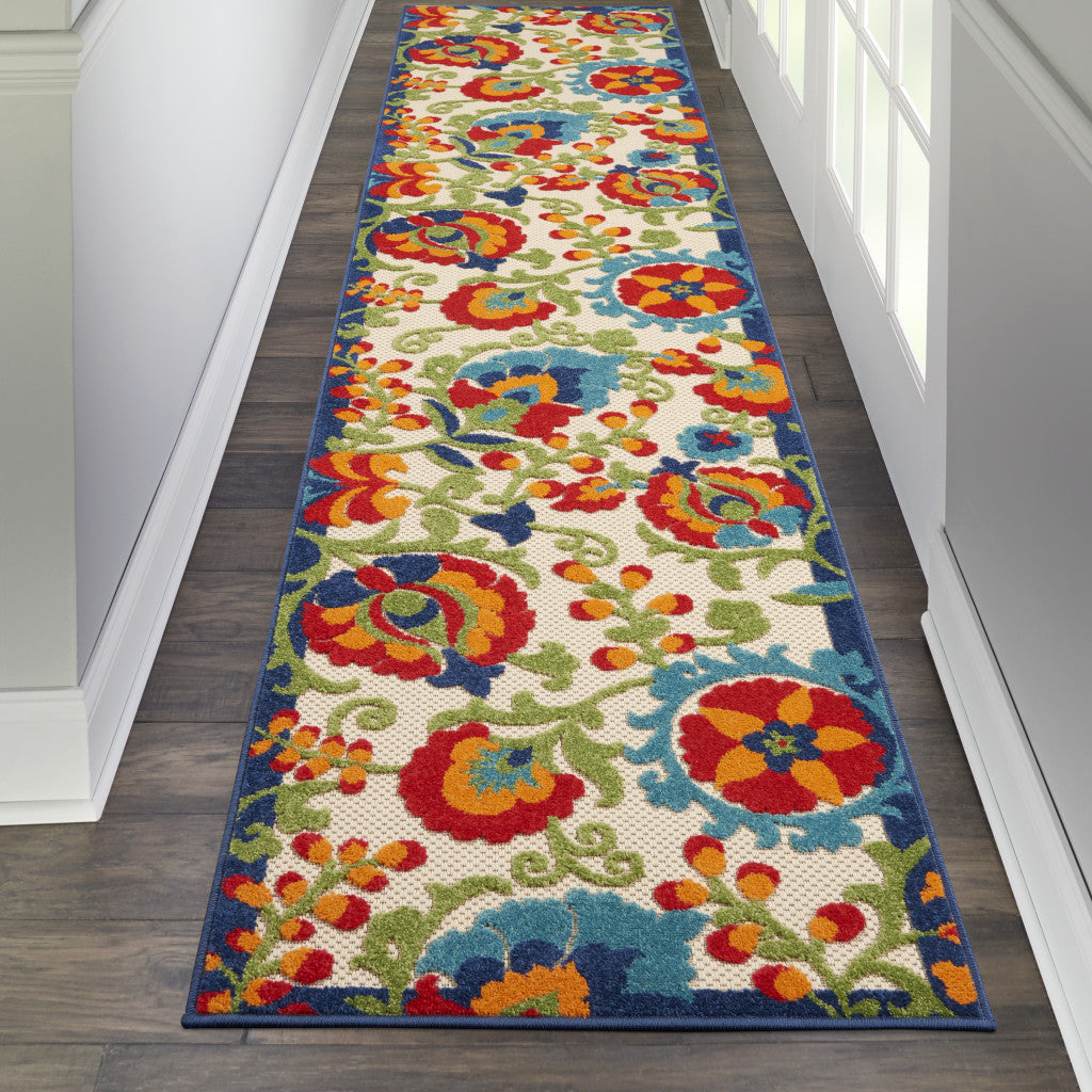 10' Green And Ivory Indoor Outdoor Area Rug