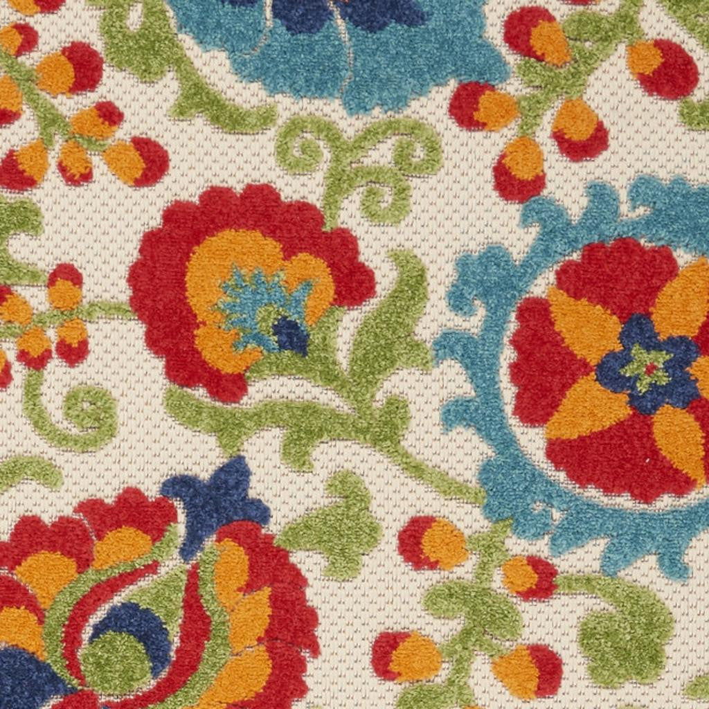 8' Green And Ivory Indoor Outdoor Area Rug