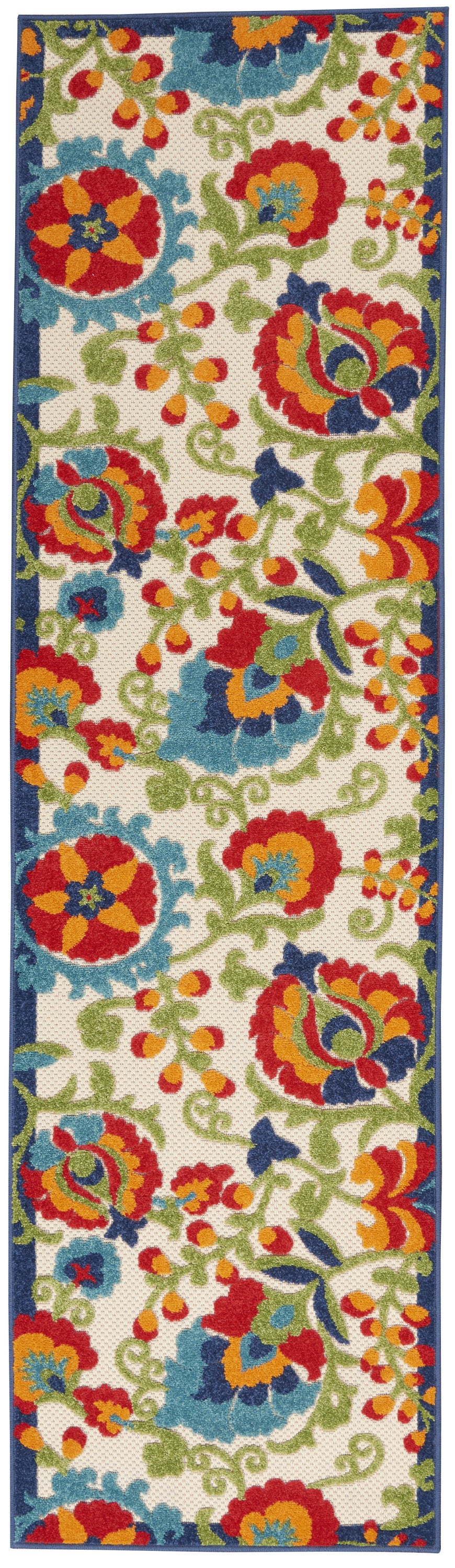 8' Green And Ivory Indoor Outdoor Area Rug