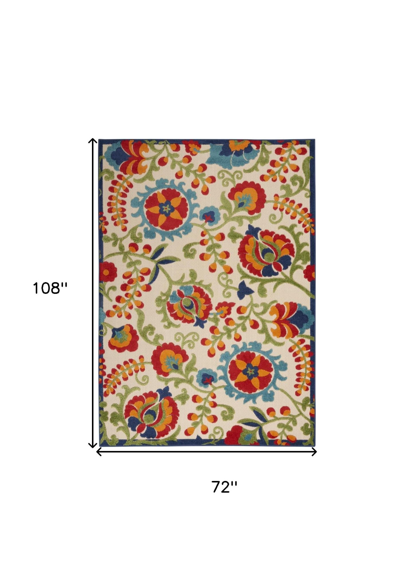 6' X 9' Green And Ivory Indoor Outdoor Area Rug