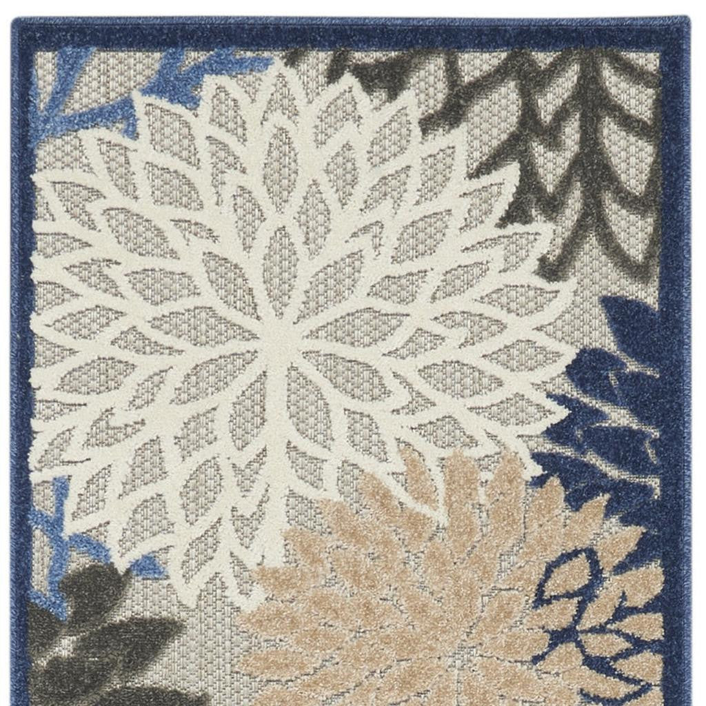 6' Blue And Gray Indoor Outdoor Area Rug