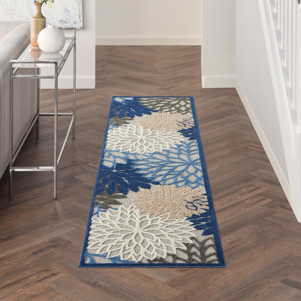6' Blue And Gray Indoor Outdoor Area Rug