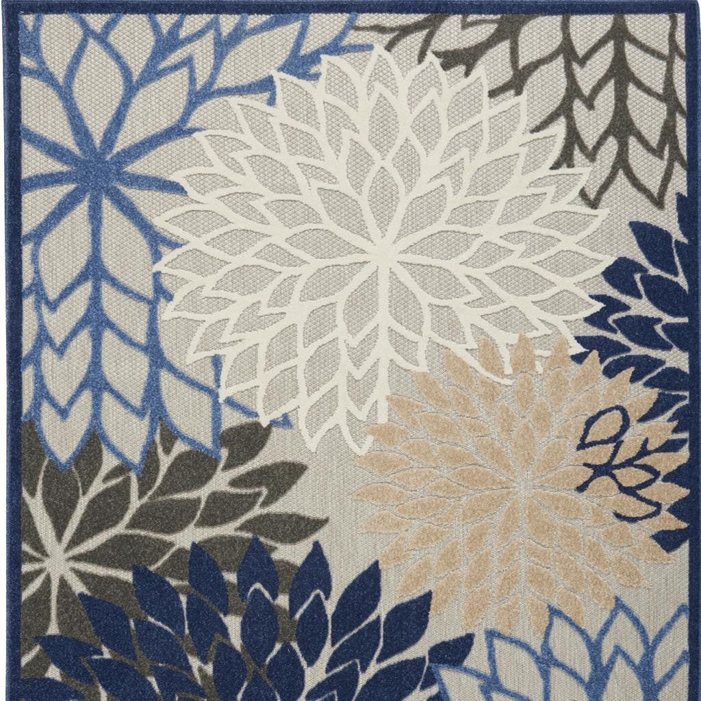 4' X 6' Blue And Gray Indoor Outdoor Area Rug