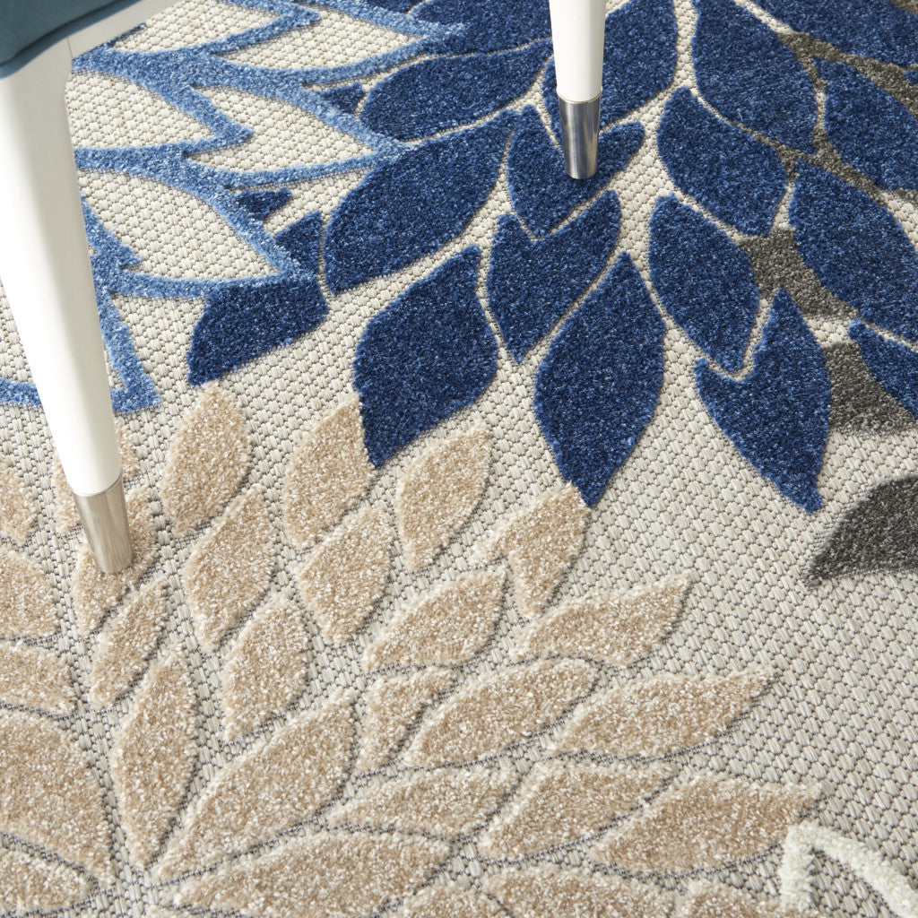 4' X 6' Blue And Gray Indoor Outdoor Area Rug