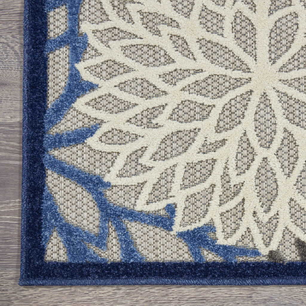 6' X 9' Blue And Gray Indoor Outdoor Area Rug