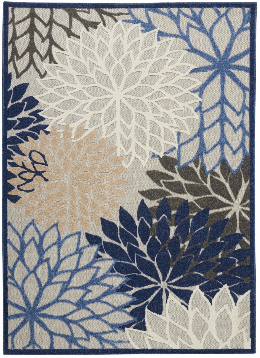 6' X 9' Blue And Gray Indoor Outdoor Area Rug