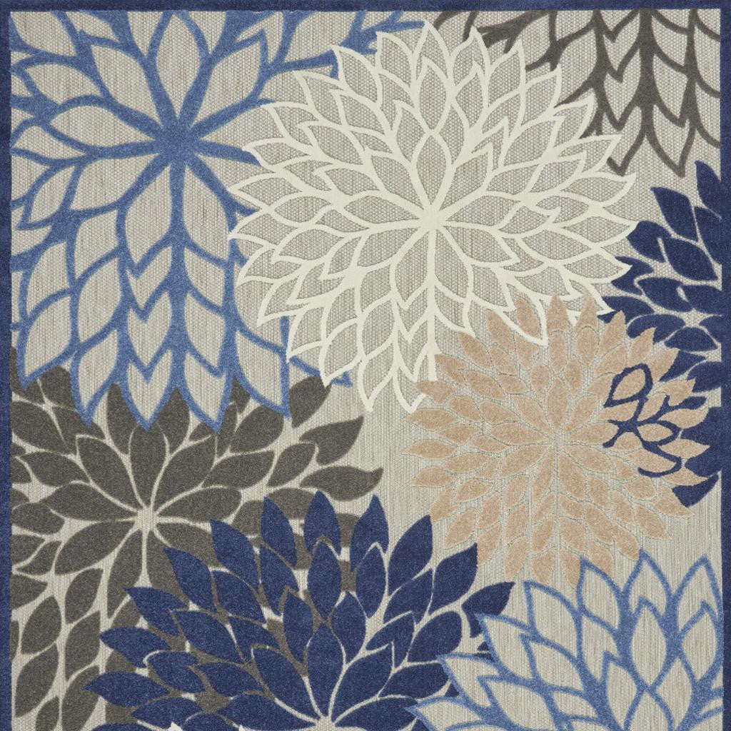 7' X 10' Blue And Gray Indoor Outdoor Area Rug