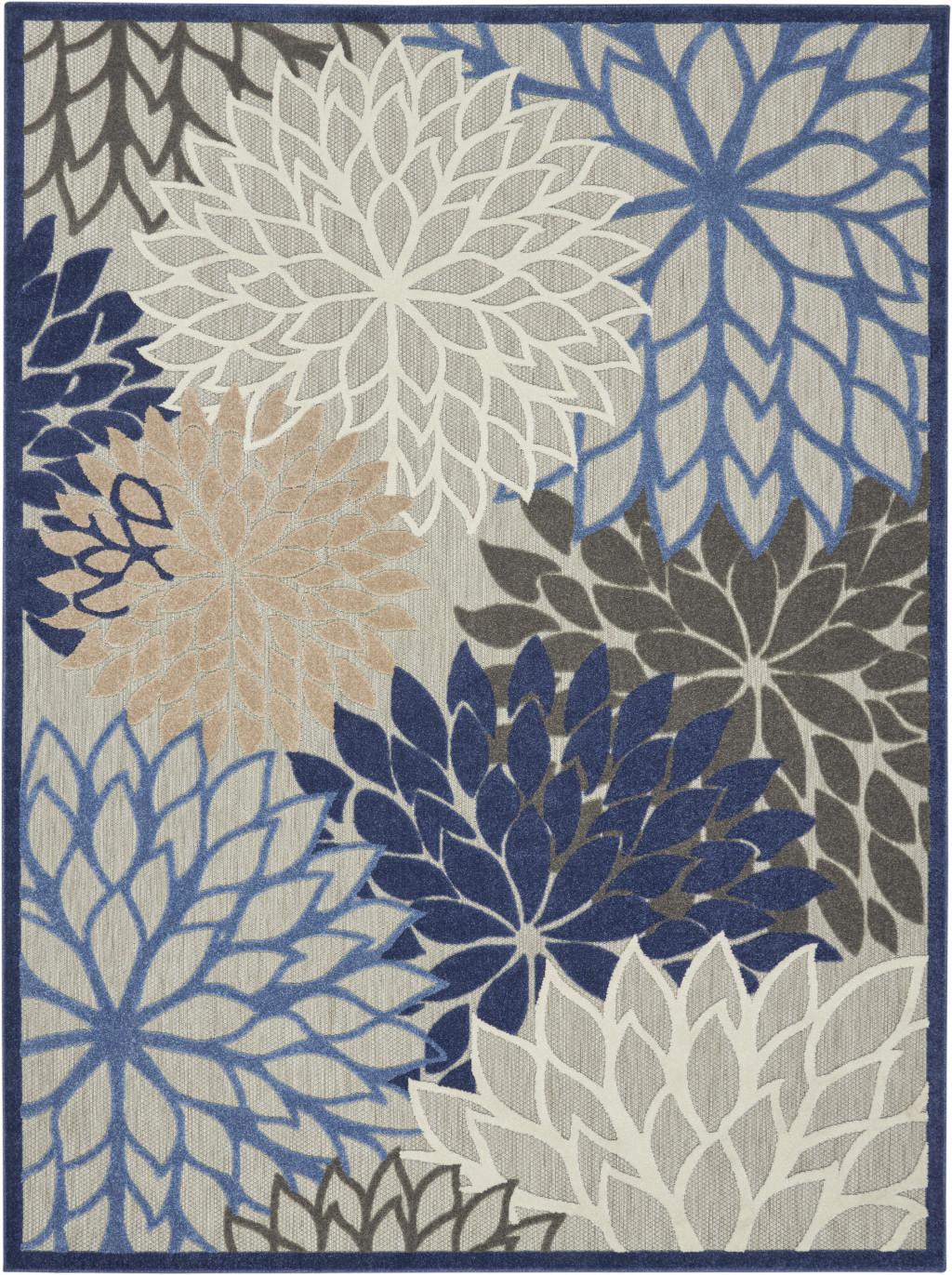7' X 10' Blue And Gray Indoor Outdoor Area Rug