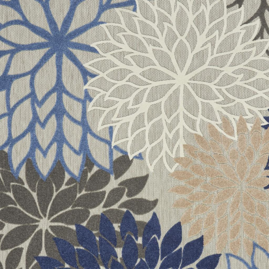 8' X 11' Blue And Gray Indoor Outdoor Area Rug