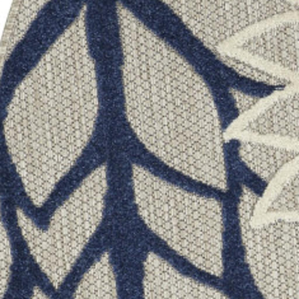 4' Ivory And Blue Round Indoor Outdoor Area Rug