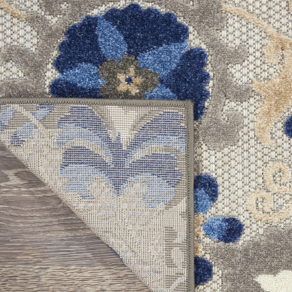 8' Blue And Gray Indoor Outdoor Area Rug